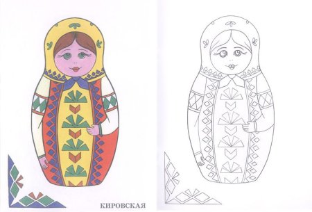 Вятская Кировская Матрешка раскраска