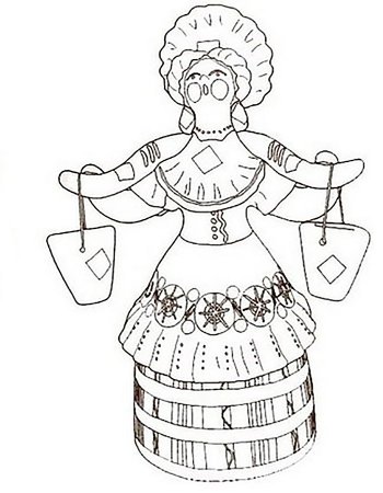Дымковская игрушка Барыня раскраска
