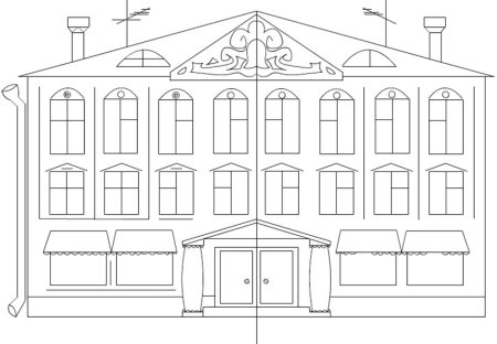 Зарисовка фасада здания