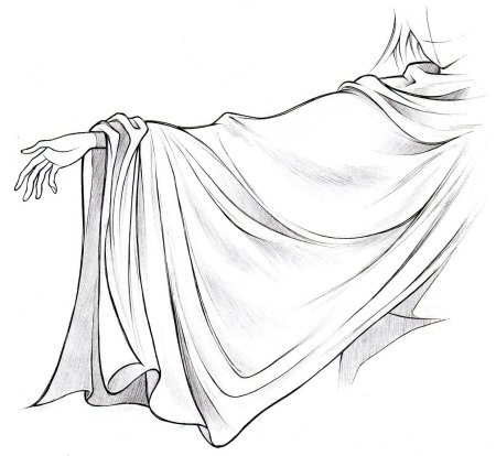 Складки на одежде карандашом