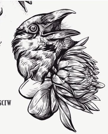 Ворон эскиз тату дотворк
