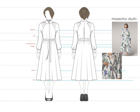 Технический рисунок платья вид спереди и сзади