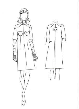 Технический эскиз женского платья