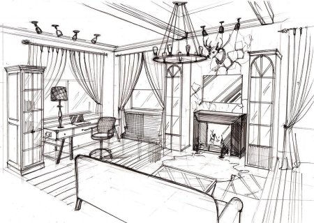 Интерьер эскиз графический