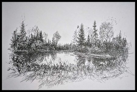 Графический рисунок пейзаж