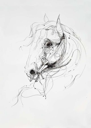 Абстракция карандашом лошадь
