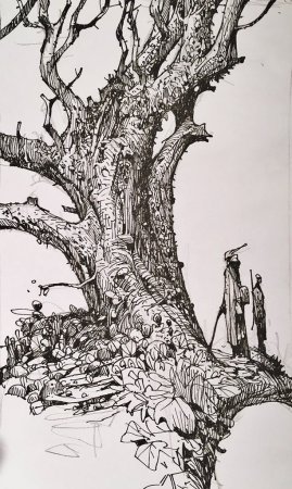 Деревья тушью