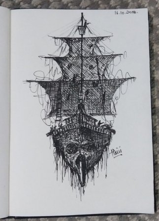 Тату пиратский корабль черная Жемчужина