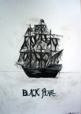 Рисунок черной Жемчужины пираты Карибского моря