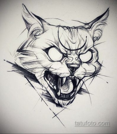 Кот тату эскиз
