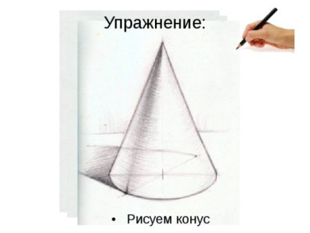 Поэтапное рисование конуса