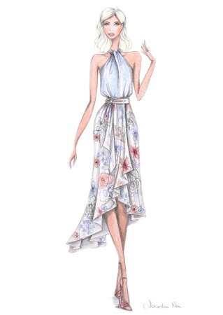 Зарисовки платьев дизайнеров