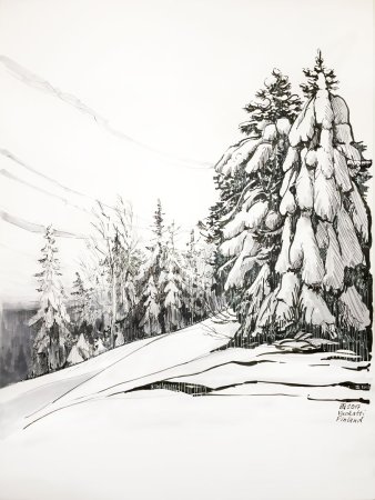 Зимнийпейзаж в крафике