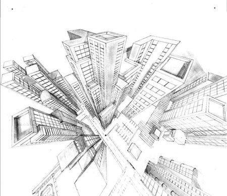 Перспектива города снизу вверх