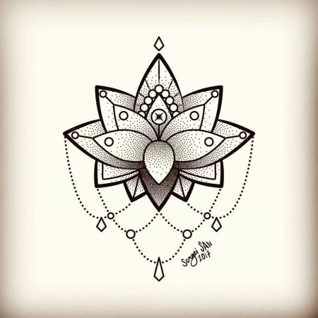 Мандала с лотосом эскиз дотворк