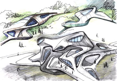 Скетчи Архитектор Заха Хадид