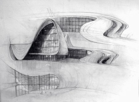 Заха Хадид архитектура скетч