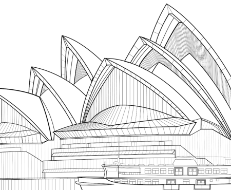 Сиднейский оперный театр Австралия в карандаше