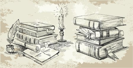 Стопка книг скетч
