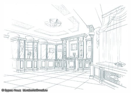 Эскиз интерьера музея
