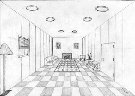 Комната в музее в перспективе