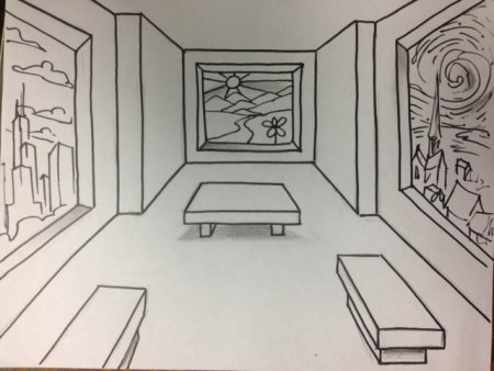 Рисование интерьера музея