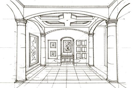Интерьер дворца в перспективе