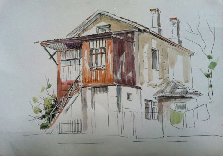 Городской пейзаж пленэр Этюд