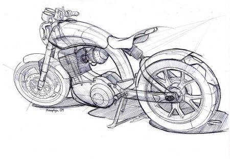 Мотоцикл рисунок карандашом