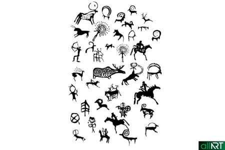 Петроглифы горный Алтай стилизованные