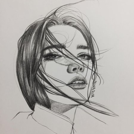 Лицо девушки рисунок карандашом