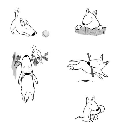 Маленькие эскизы тату собак