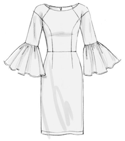 Эскиз платья с длинным рукавом