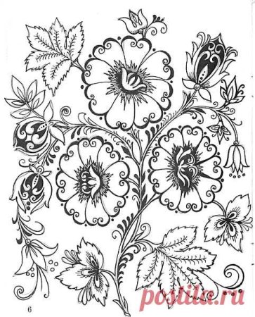 Контурные узоры для вышивки гладью