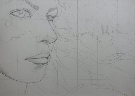 Наброски карандашом на холсте