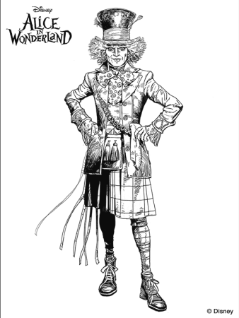 Раскраска Шляпника из Алисы в стране чудес