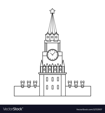 Спасская башня Кремля рисование