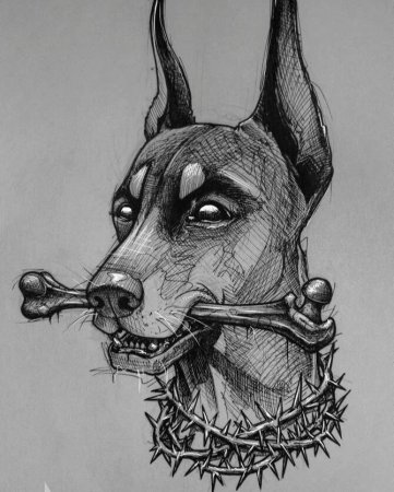 Тату эскизы Доберман эскизы