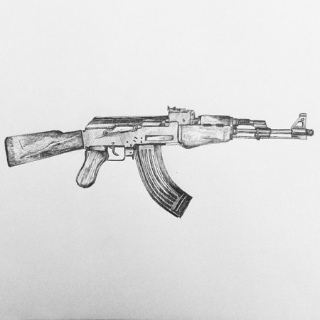 Автомат рисунок карандашом