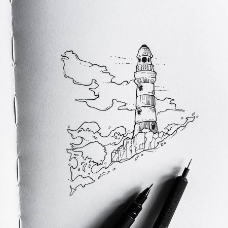 Море рисунок ручкой