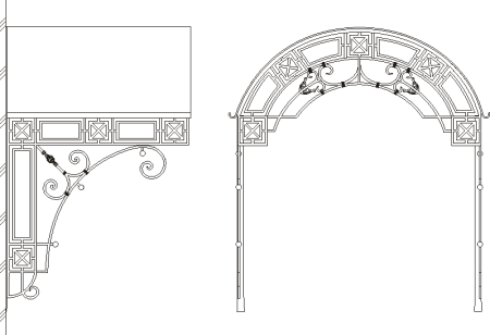 Кованый козырек чертеж