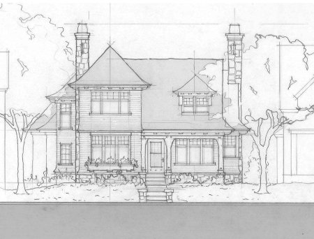 Скетч фасада здания