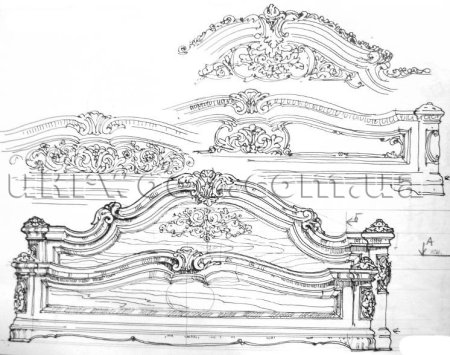 Кровать резная чертеж