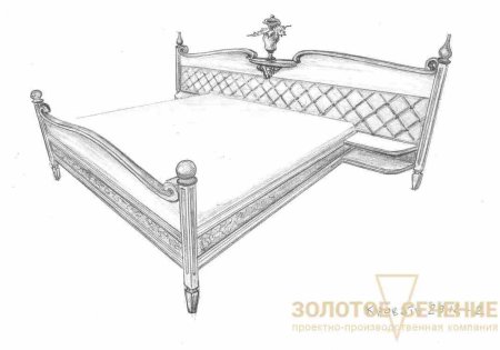 Эскиз кровати с покрывалом
