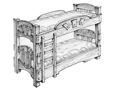 Двухъярусная кровать под старину из дерева