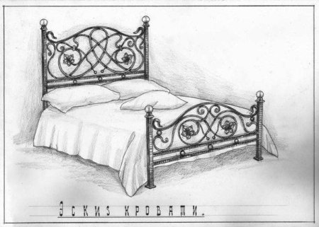 Кованая спинка кровати эскиз