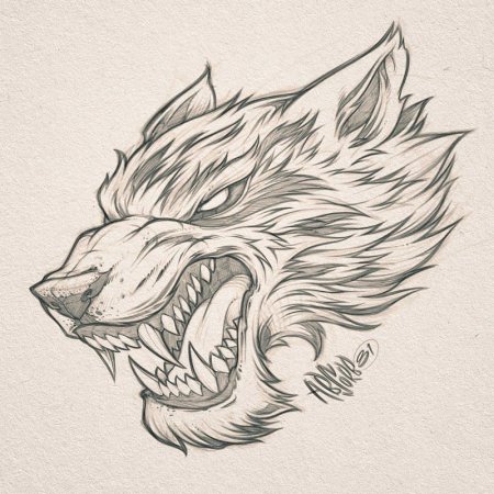 Голова волка тату эскиз