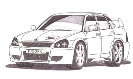 Лада Приора спереди раскраска