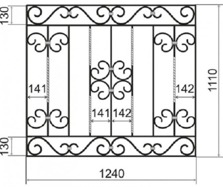 Чертёж решетки на окна 140на140