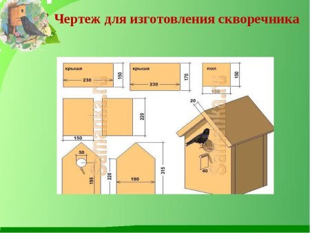 Скворечник чертеж и Размеры